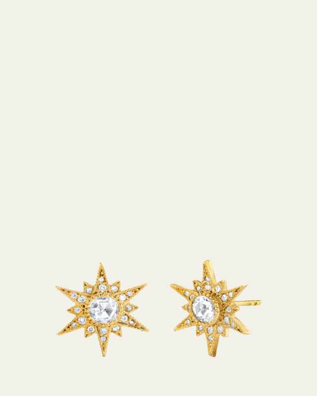 22K Yellow Gold Lapis Lazuli and Diamond Spike Stud Earrings